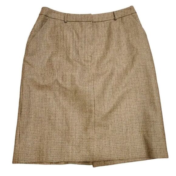 Vintage Lauren Ralph Lauren Skirt Straight Back Slit 90s Houndstooth Wool | 14 - Picture 1 of 11